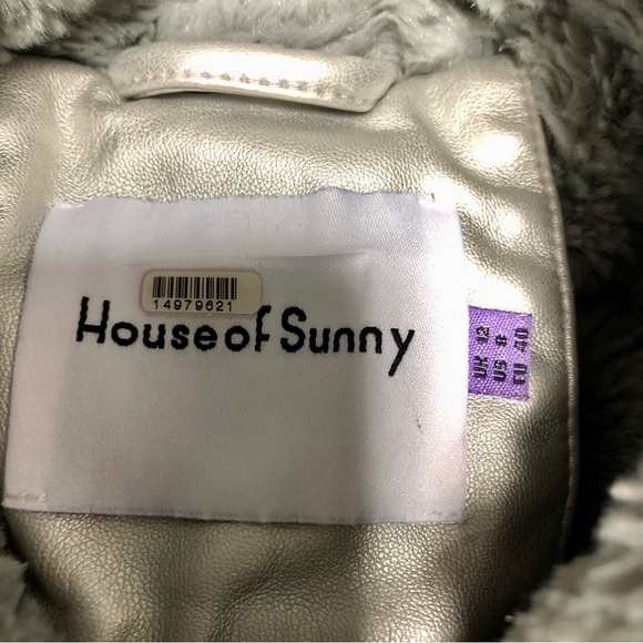 House Of Sunny The 60 Cosmo Chrome Coat Oversized Quilted Silver Sz US 8 (UK 12) - Picture 12 of 13